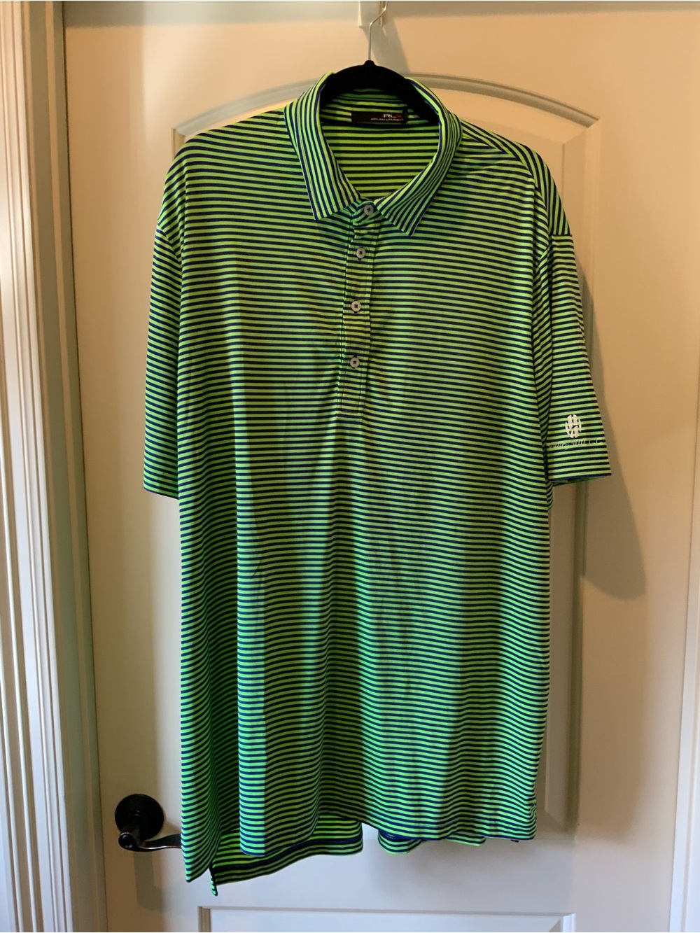 Ralph Lauren Green and Blue Striped Polo Shirt